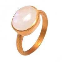 Rainbow Moonstone Ring - Natural Oval Cabochon Gemstone With 2 Micron Vermeil Gold, 925 Sterling Silver | Unique Aa Quality Jewelry, Weight 3.5 Kg