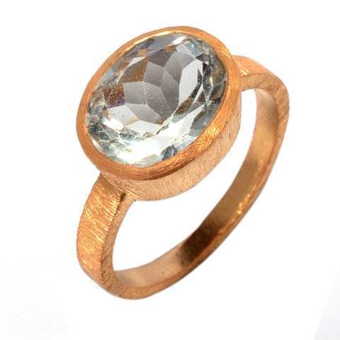 Round Green Amethyst Gemstone Ring