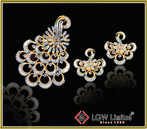 Diamond Big Pendant Set