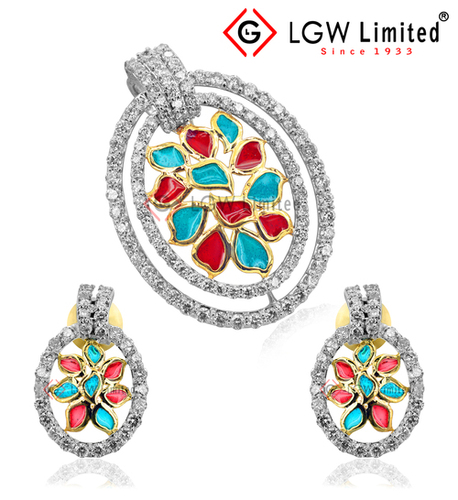 Fancy Diamond Mina Pendent Set