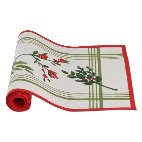 FUSED RUNNER - Polyester Blend, 12x36 Inches, Red | Elegant Floral Pattern, Durable Material, Easy Cleaning, Versatile Use
