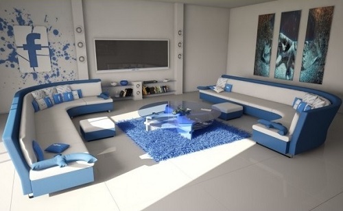 L Corner - Fabric & Wood, Variable Dimensions, Blue | Modular Design, Space Saving, Comfortable Seating, Durable
