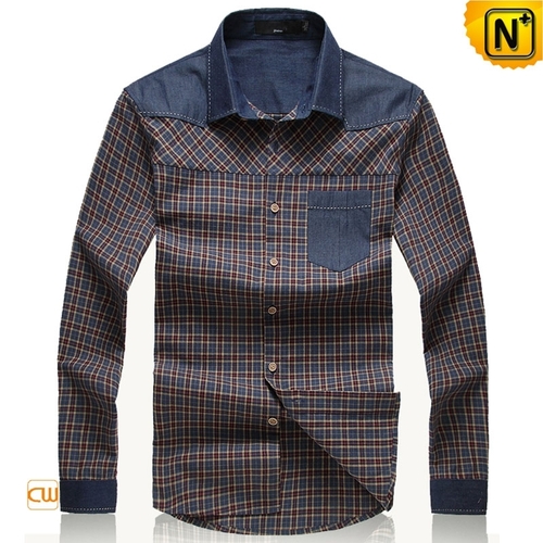 MENS SHIRT - Cotton Blend, M-XXL | Brown Checked, Button Closure, Long Sleeves, Breathable Fabric, Comfortable Fit, Stylish Design, Pockets