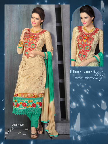 Golden And Green Churidar Suit 