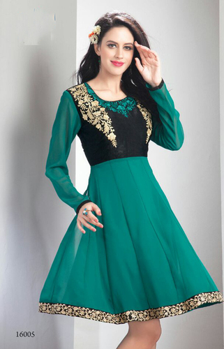 Kurtis - Georgette Fabric, Size XL 40, Color Green | Daily Wear for Girls, Suitable for Spring, Summer, Rainy & Winter, Dry Clean Only