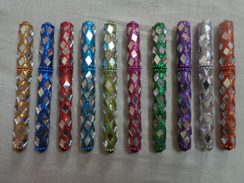 Attractive Good Looks Lac Beaded Mirror Pens From India