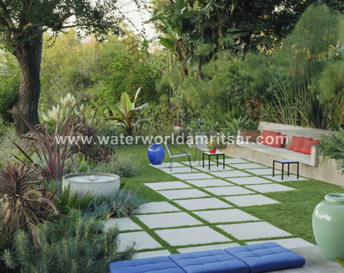 Landscape Garden With Fountains