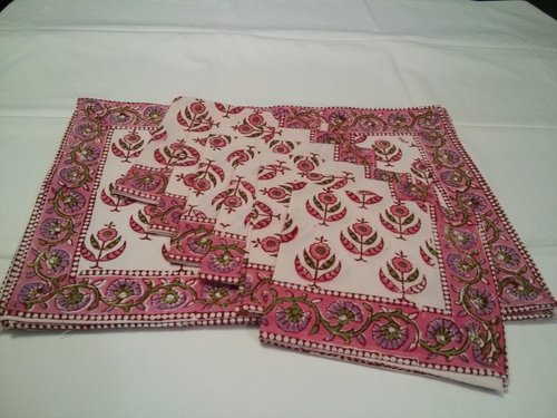 Block Printed Table Mats With Napkins