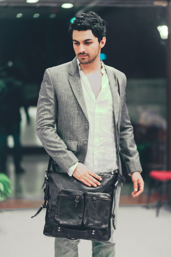 Black Leather Laptop Bag