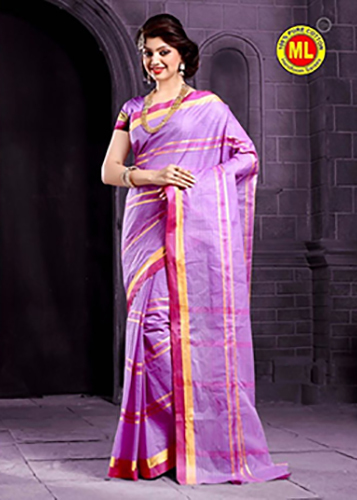 Light Purple Pink Cotton Saree