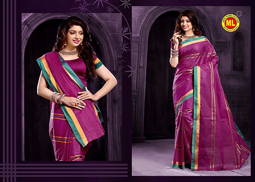 Purple Cotton Designer Sarees