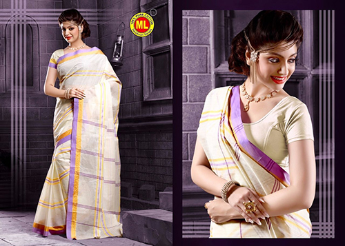 Light Yellow Traditional Cotton Sarees
