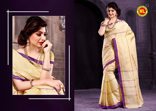 Light Yellow Simple Cotton Sarees