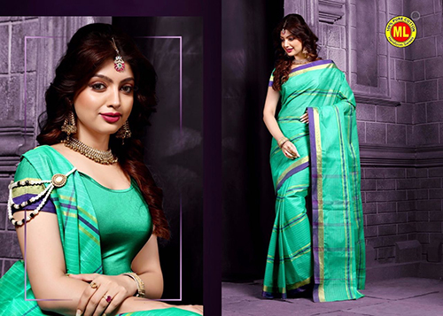 Green Trendy Cotton Sarees