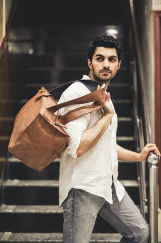 Mens Leather Gym Bag