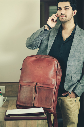 Brown Leather College Bag
