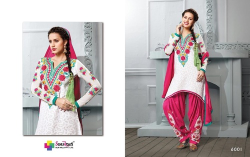 Katrina - Cotton Salwar Suit, White Floral Embroidery | Soft Cotton, Bright Colors, Comfortable Fit