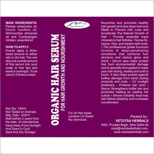 Organic Hair Serum For Hair Growth And Nourishment