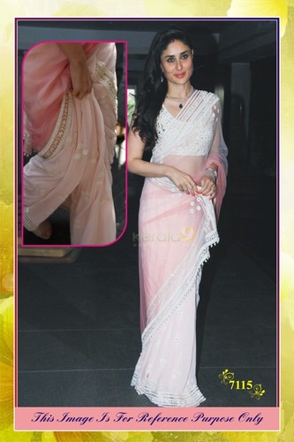 Saree - Georgette Fabric, Size 6.30, Light Colour in White and Pink | Plus Size, Washable, Short Sleeves, Suitable for All Seasons
