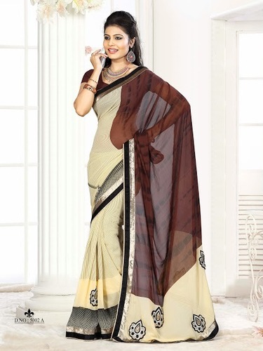 weightless and georgtte printed work sarees