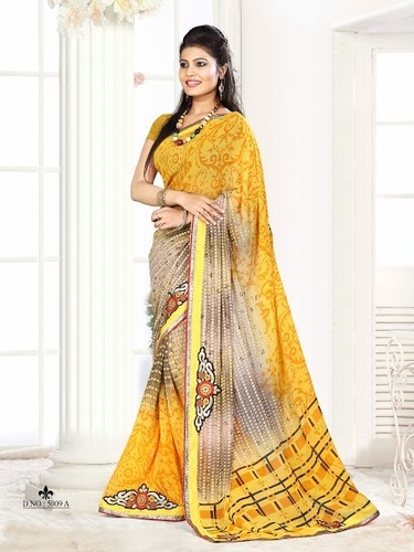 georgtte print work sarees