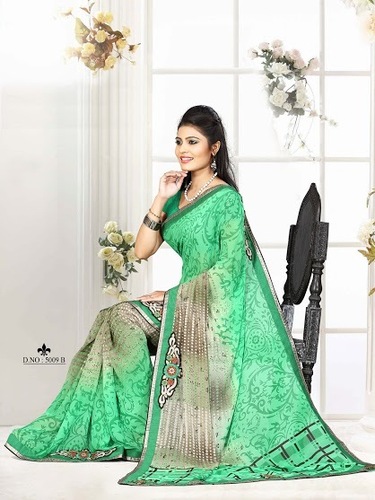 georgette print work sarees