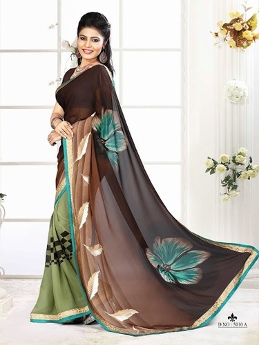 georgette print work weightless sarees