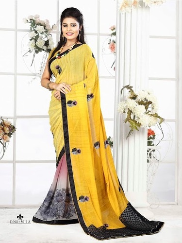 georgette printed work weightless sarees