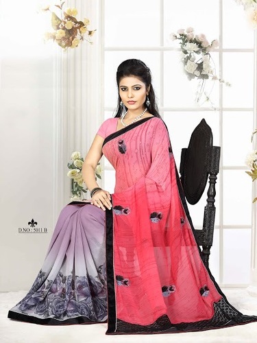 georgette print work weightless sarees surat
