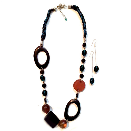 Jewellery - Resin, 18 Inch Necklace, 2 Inch Black Earrings | Elegant Design, Stylish Accessory, Durable Materials
