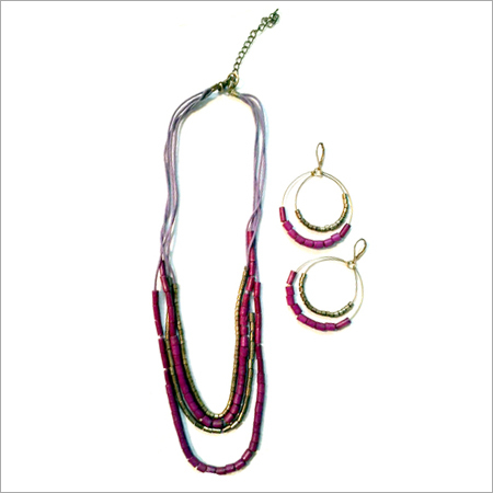 Jewellery - Mixed Metals, 18 Inch Necklace, 2 cm Purple Earrings | Lobster Clasp, Elegant Design, Versatile Style
