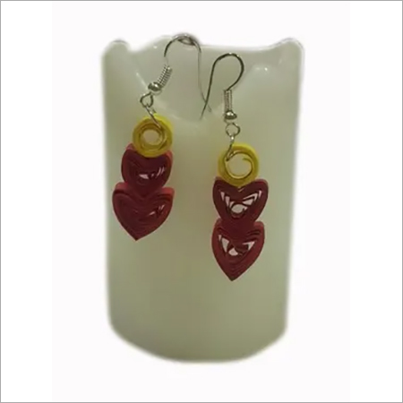Jewellery - Paper, 20x10 mm, Red | Lightweight, Handcrafted, Durable, Elegant Hook Earrings Pair