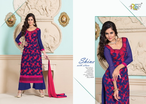 mahima - Cotton Ankle Suit, Purple Floral Embroidery | Soft Cotton, Vibrant Colors, Comfortable Fit, Elegant Look