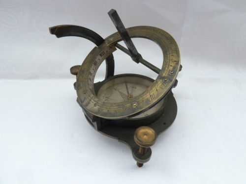 Antique brass sundial compass
