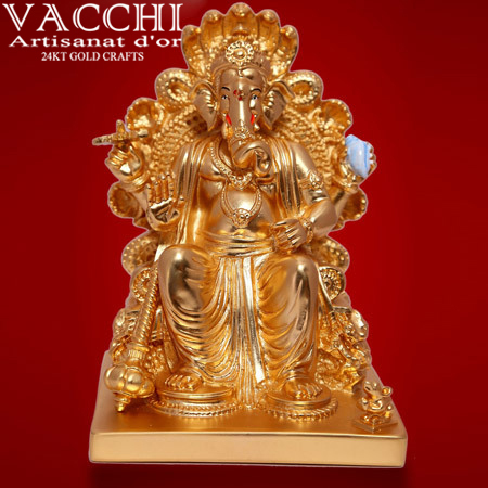 Gold Coated Ganesha Idol