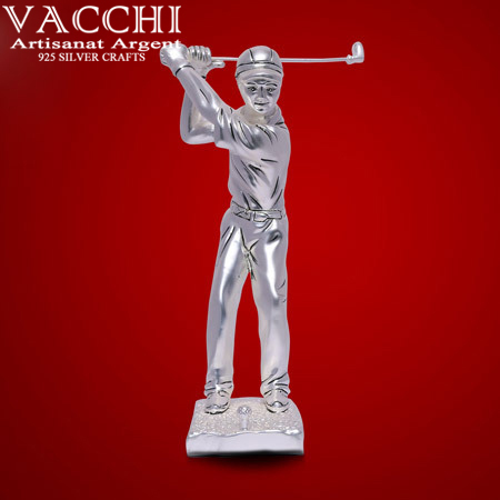 Silver Plated Golfman Statue