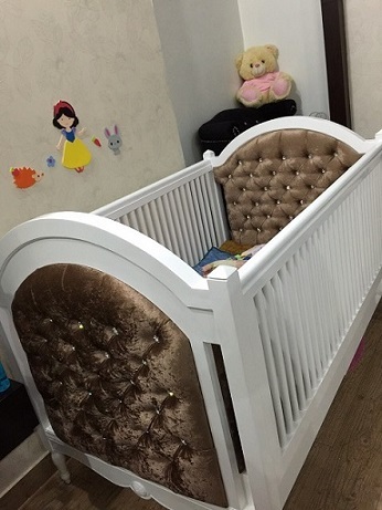 Baby Cot - Fabric & Wood, 120x60cm, White | Comfortable Design, Durable Wood, Easy Assembly, Safe Sleep, EN716 Compliant