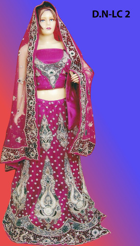 Princess Pink Lehanga Choli - Silk Blend, Custom Size, Pink | Intricate Designs, Heavy Stonework, Royal Bridal Style