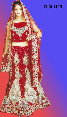 Red lehenga choli with crystal and stone
