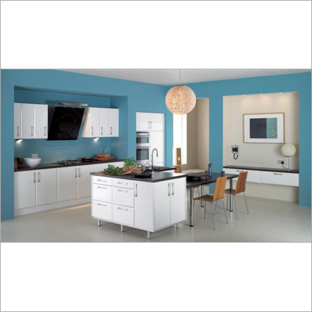 Modern Sky Blue Colour Kitchen Interior Design