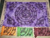 Green Cotton Printed Beach Scarves