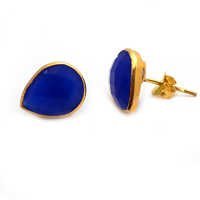 Blue Chalcedony Gemstone Ear Studs