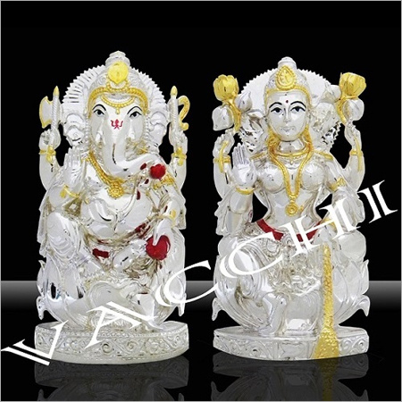 Silver Plated Ganesha Laxmi Pair