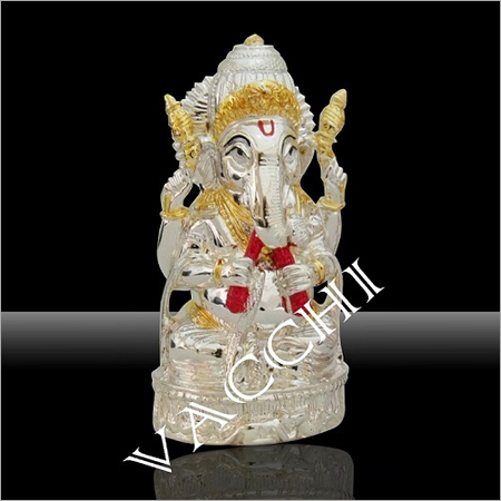 Silver Plated Bansuri Ganesha Statue