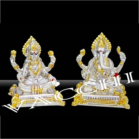 Silver Lakshmi Ganesha Statue