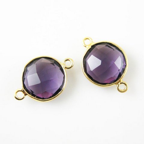 Round Amethyst Gemstone Connector