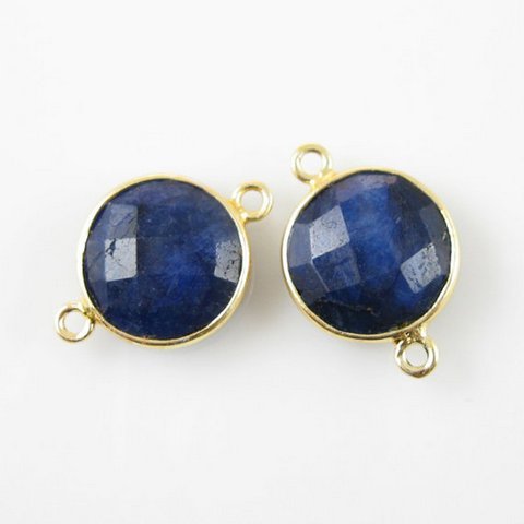 Round Dyed Sapphire Gemstone Connector