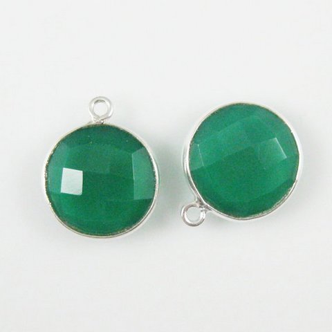 Round Dyed Emerald Gemstone Connector
