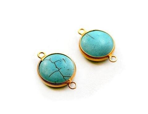 Round Turquoise Gemstone Connector