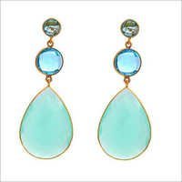 Aqua Chalcedony & Blue Topaz Gemstone Earrings